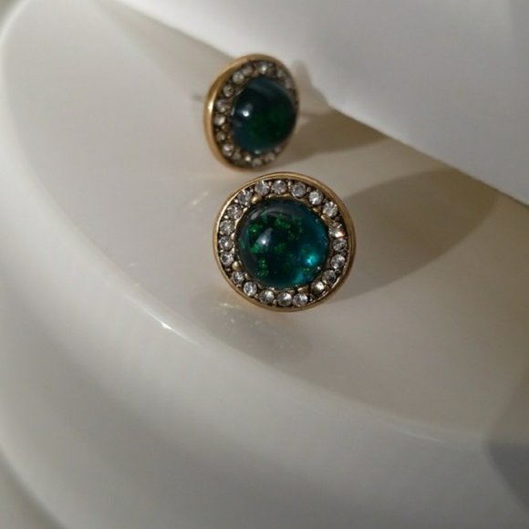Green Crystal Earrings - Picture 2 of 5